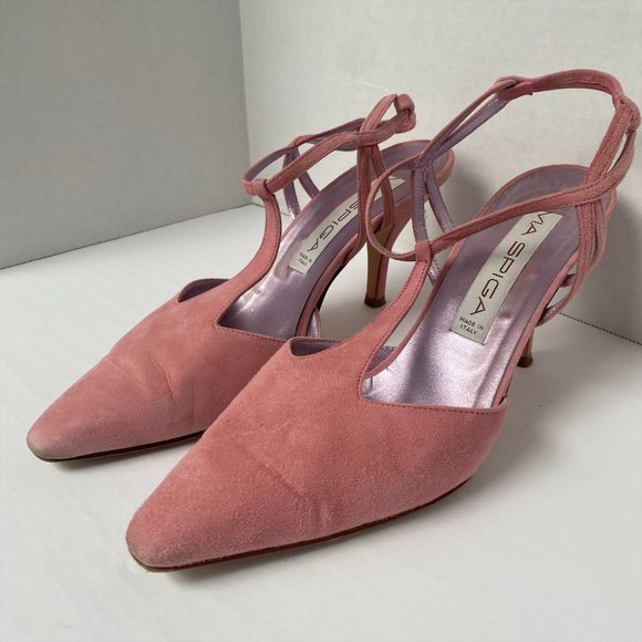 Ma Spiga Pink Suede Pointed Heels in Size 8.5B - Picture 2 of 5